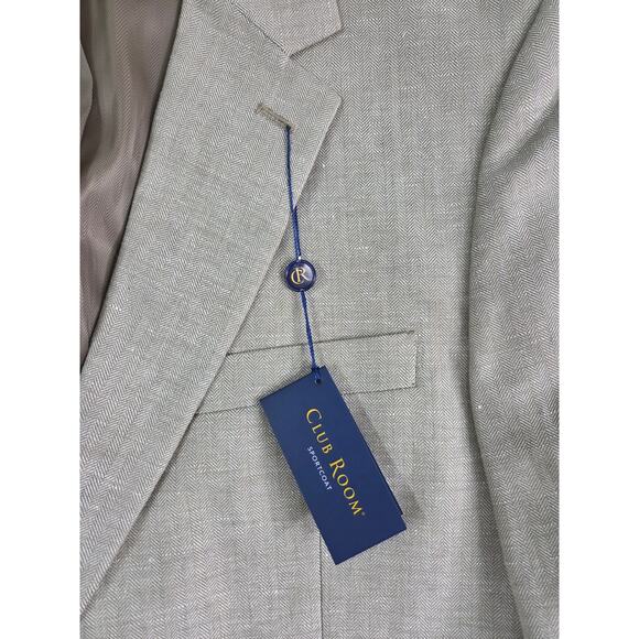 Club Room Sport Coat 42R — Linen Blend Herringbone Gray NWT - Picture 3 of 6